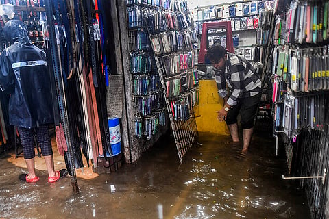 Flooded shop outside Kurla station